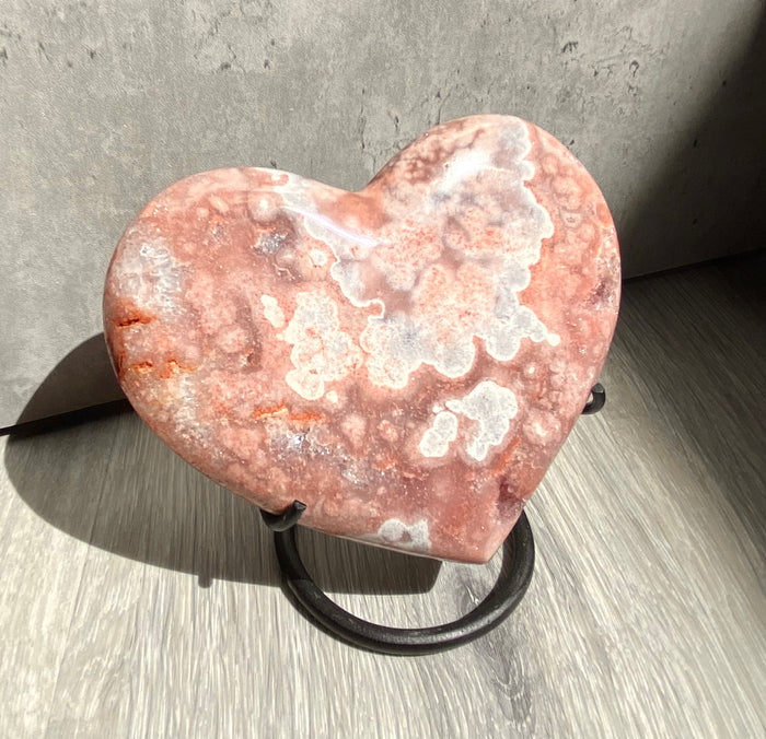 Pink Amethyst Heart (on stand)