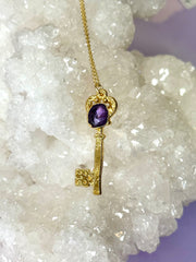 Faceted Amethyst Key Pendant
