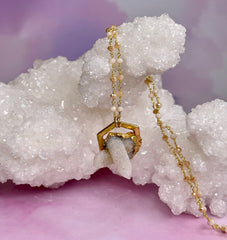 Angel Aura Spirit Quartz Cluster on a Moonstone Chain