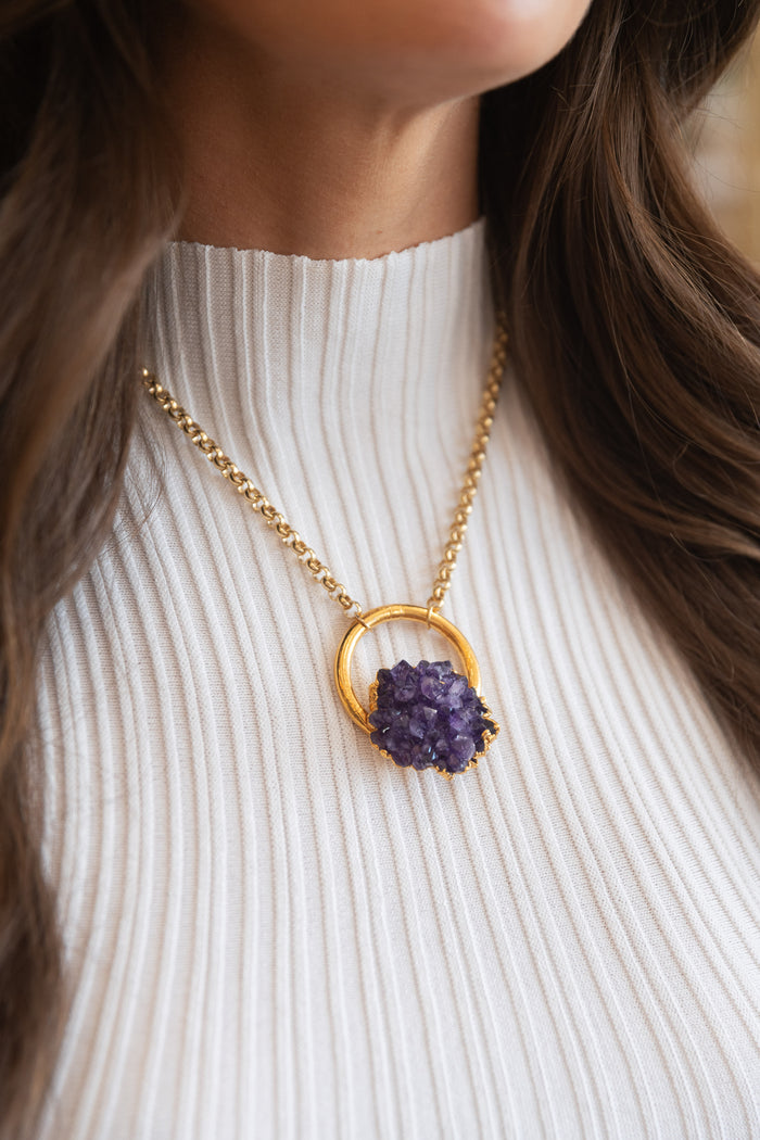 Oracle Collection: Amethyst Flower on a 20" Golf Filled Chain