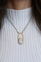 Oracle Collection: Moonstone Teardrop on a 20" Blue Topaz Chain