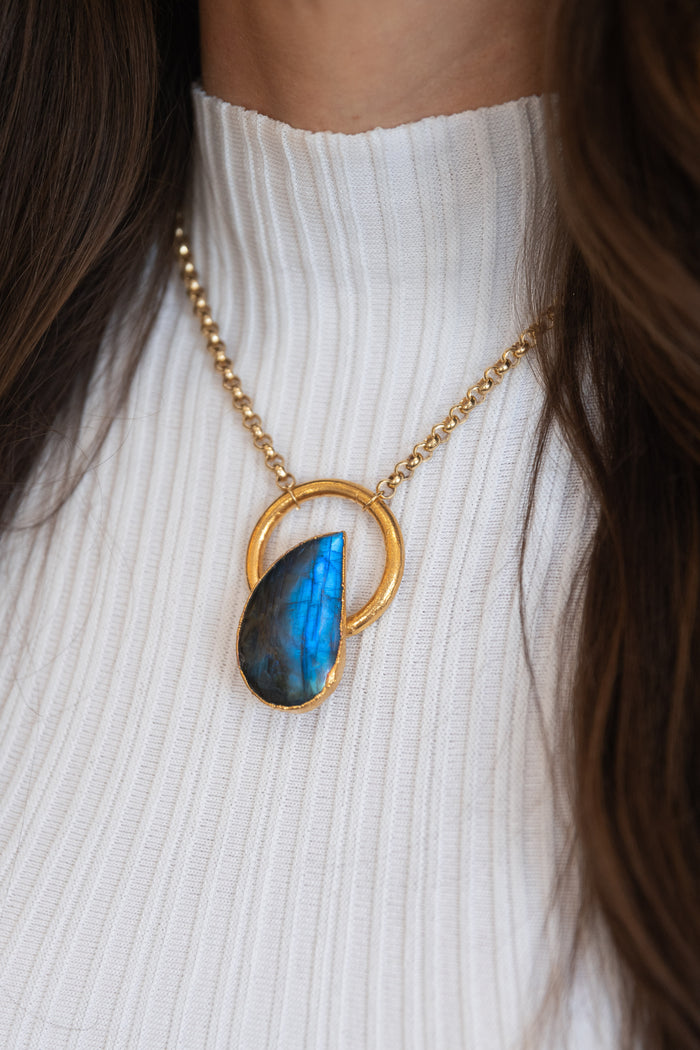 Oracle Collection: Labradorite Freeform on a 20" Golf Filled Chain