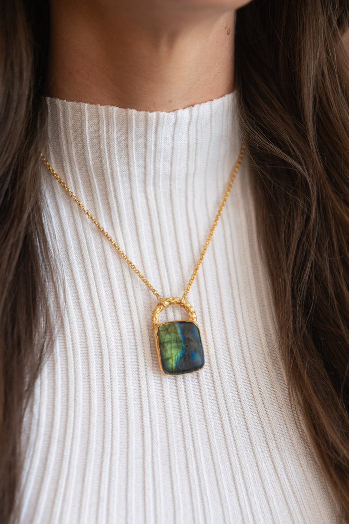 Oracle Collection: Labradorite Square on an 18" Gold Filled Chain