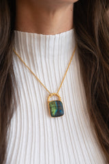 Oracle Collection: Labradorite Square on an 18" Gold Filled Chain