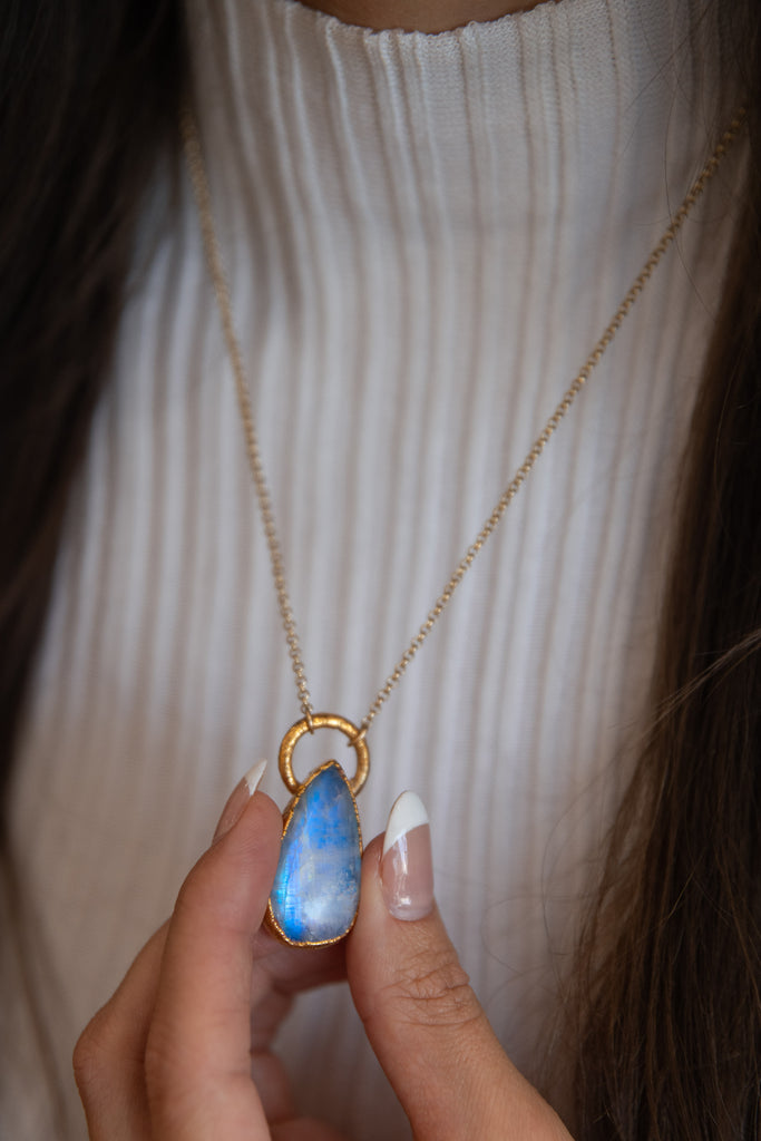 Oracle Collection: Moonstone Teardrop on a 20" Gold-Filled Chain