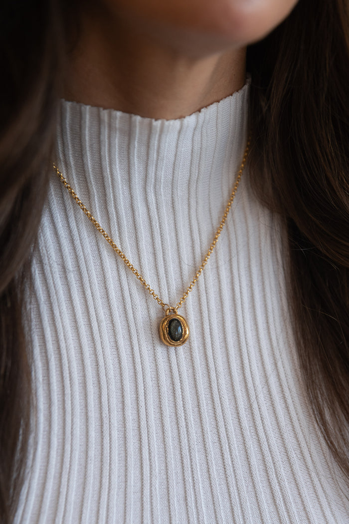 Oracle Collection: Gold Sheen Obsidian (smaller) on an 18" Gold-Filled Chain