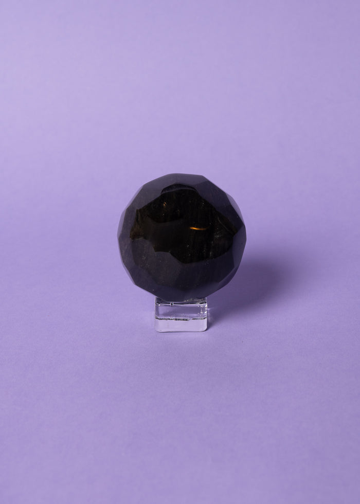 Faceted Obsidian Sphere