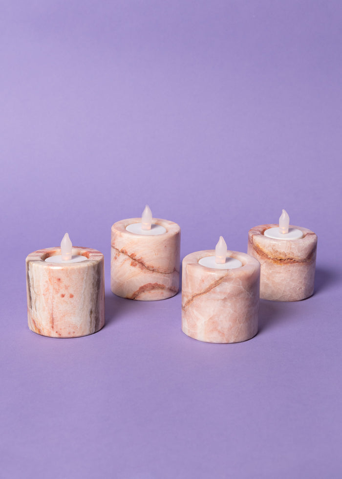 Pink Onyx Candle Holder
