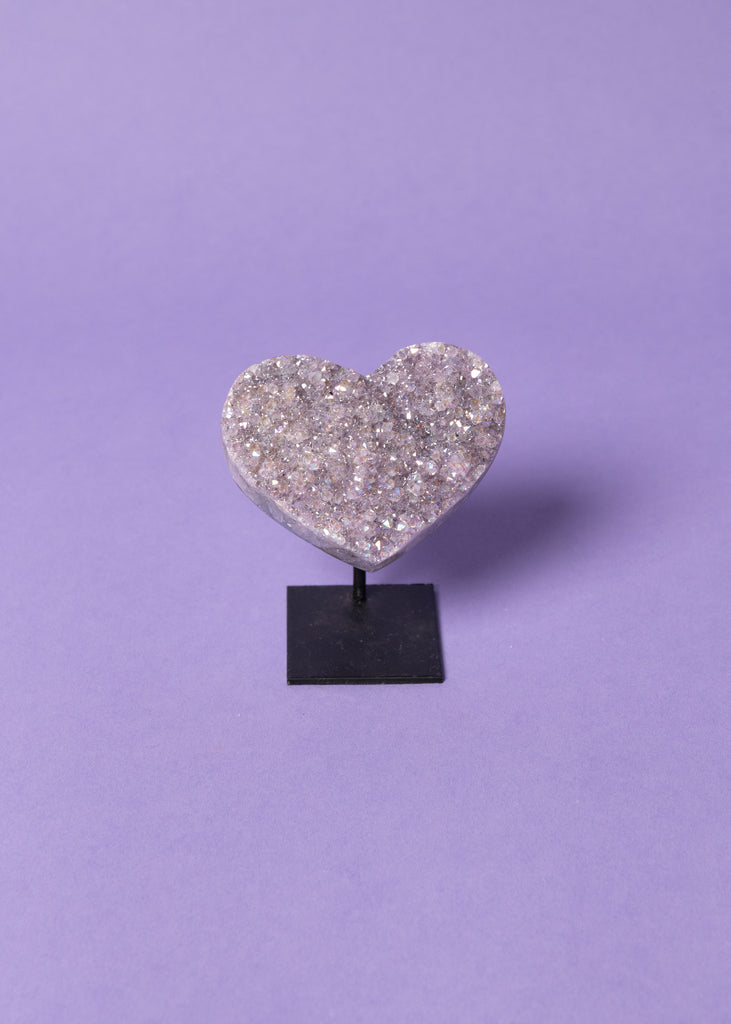 Angel Aura Amethyst Heart on Stand