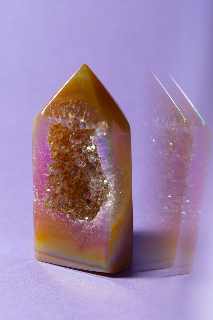 Aura Agate Druzy Tower