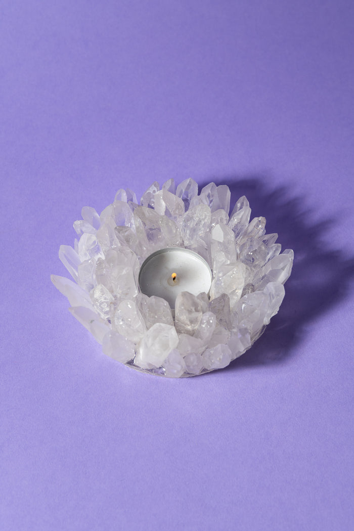 Lemurian Quartz Cluster Tea Light