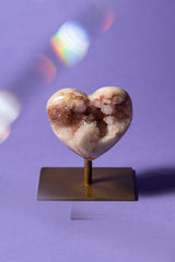 Pink Amethyst Heart on stand