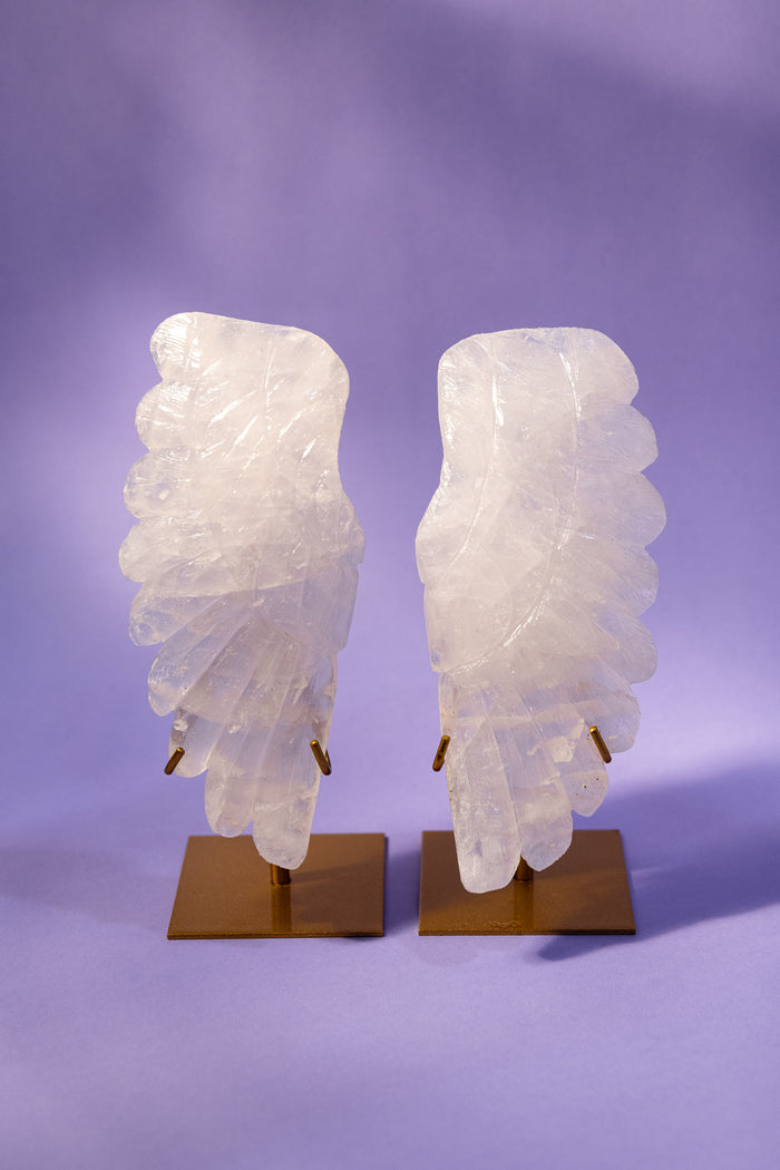 Clear Quartz Angel Wings Set