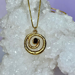 Hessonite Sacred Spiral Pendant