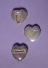 Aura Agate Druzy Hearts