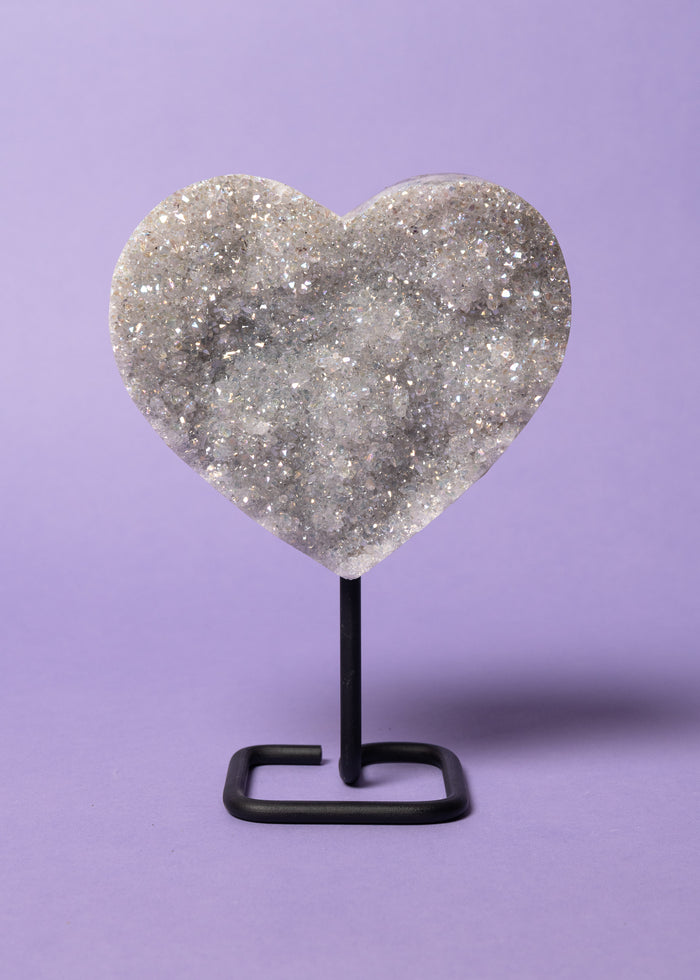 Large Aura Amethyst Heart on Stand