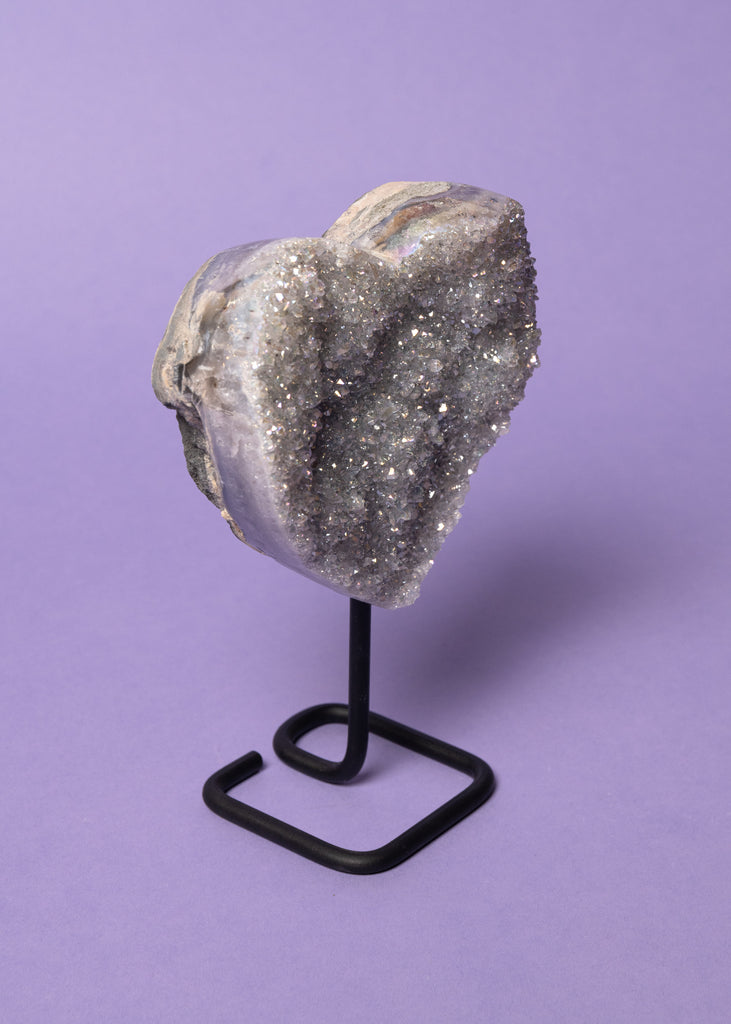 Large Aura Amethyst Heart on Stand