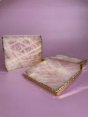 Gold Plated Rose Quartz Coasters