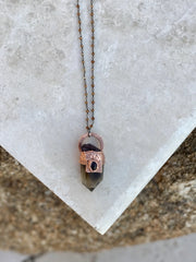 Artio: Smoky Quartz, Amethyst, & Hessonite Garnet Pendant