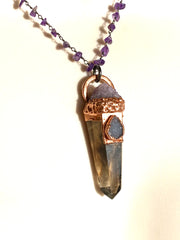 Smokey Quartz and Amethyst Druzy Pendant