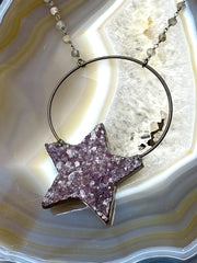 Amethyst Star on 20" Labradorite Chain