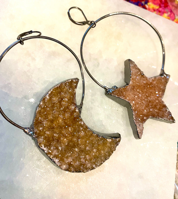 glitra moon and star earrings