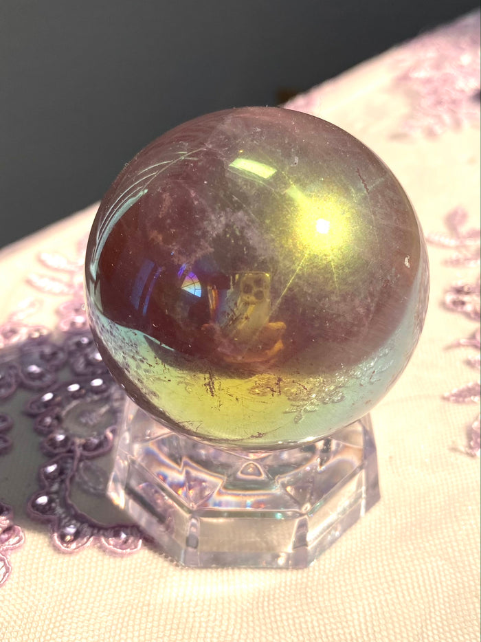 Titanium Aura Quartz Sphere