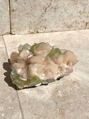 Tabular Green Apophyllite and Stilbite Specimen