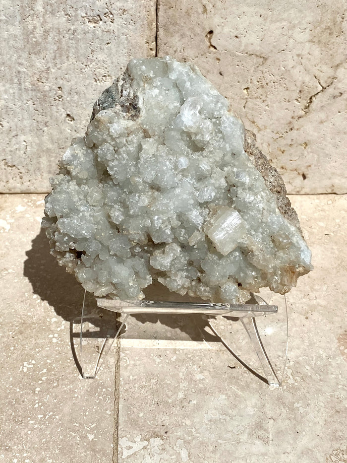 Blue Chalcedony and Apophyllite with Calcite Specimen