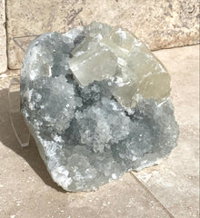 Calcite Cubes and Blue Druzy Chalcedony Specimen