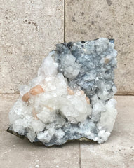 Apophyllite, Pink Stilbite, and Blue Chalcedony Specimen