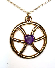 Pisces Amethyst 24k Gold Pendant