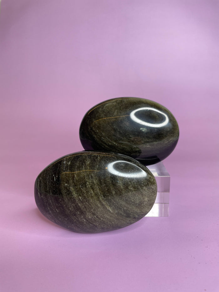 Gold Sheen Obsidian Palm Stones