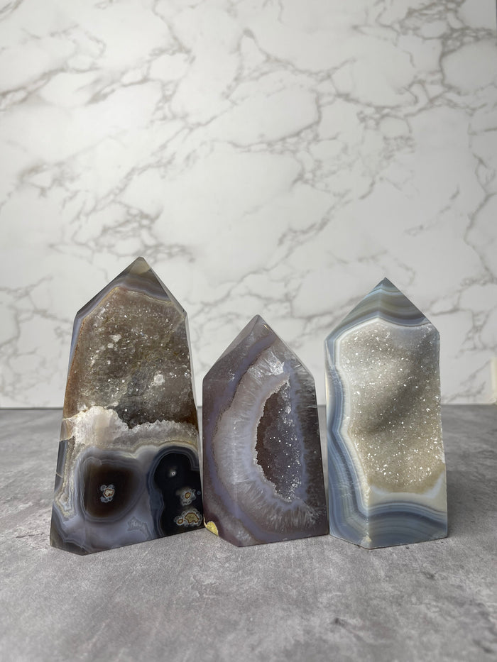 Druzy Agate Towers (Cool Tones)