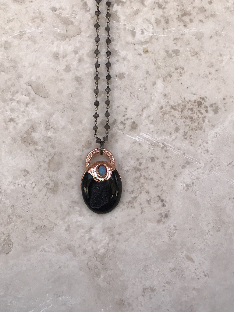 Smertios: Black Onyx, Opal & Moonstone Pendant