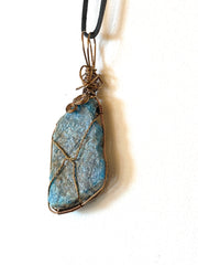 Raw Apatite Wire Wrap Pendant