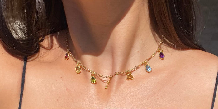 Rainbow Aura Gemstone Charm Necklace