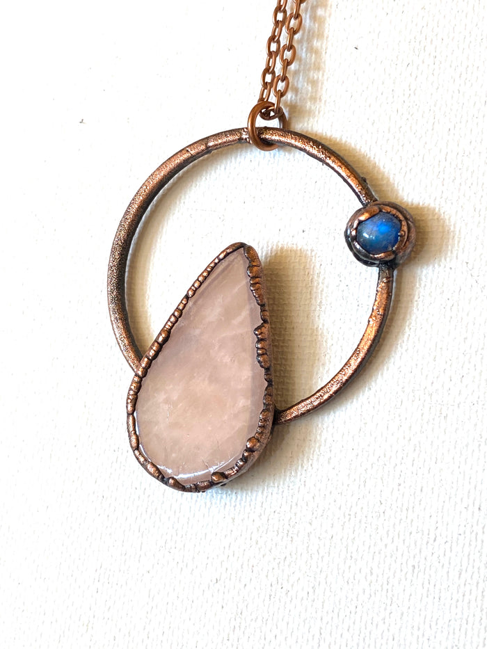 Rose quartz and Moonstone Pendant