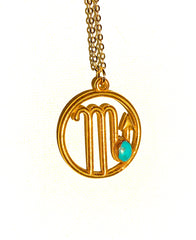 Scorpio Turquoise 24k Gold Pendant